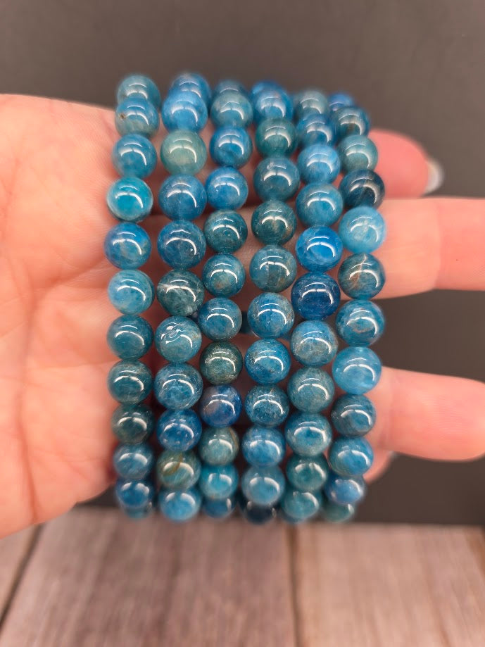 Natural Blue Apatite 8mm Stretch Bracelet