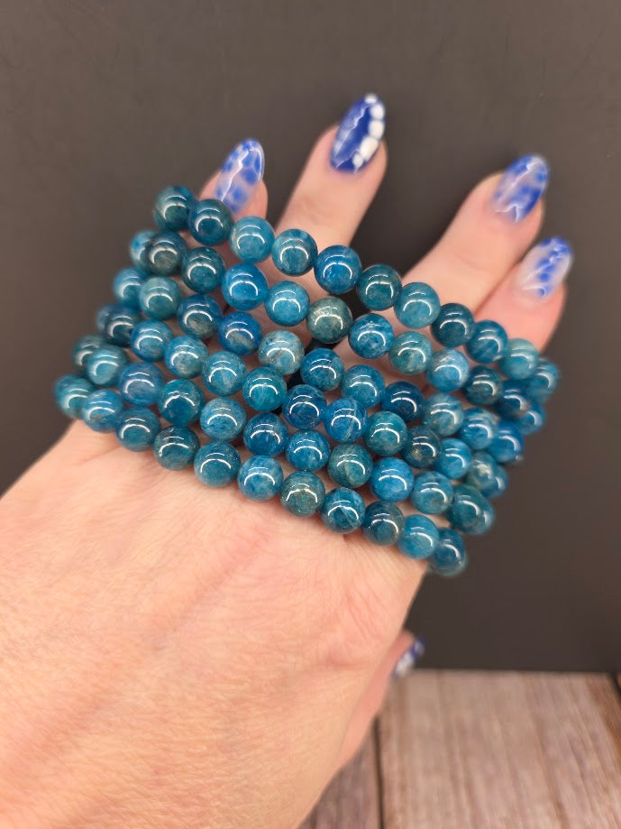 Natural Blue Apatite 8mm Stretch Bracelet