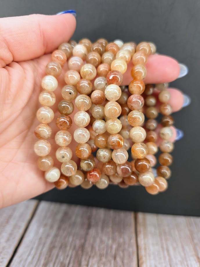 Natural Sunstone 8mm Stretch Bracelet
