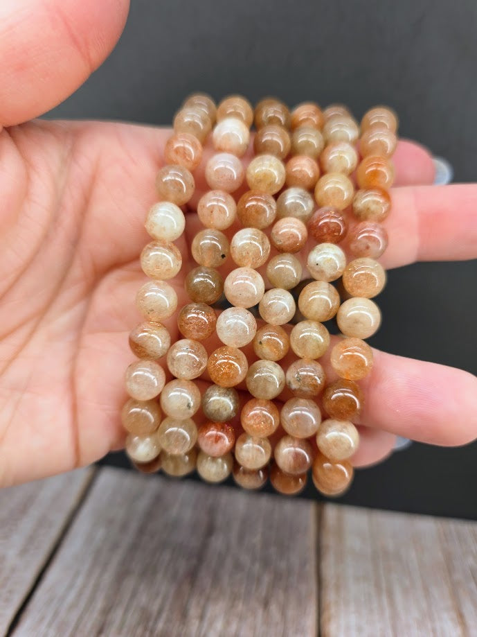Natural Sunstone 8mm Stretch Bracelet
