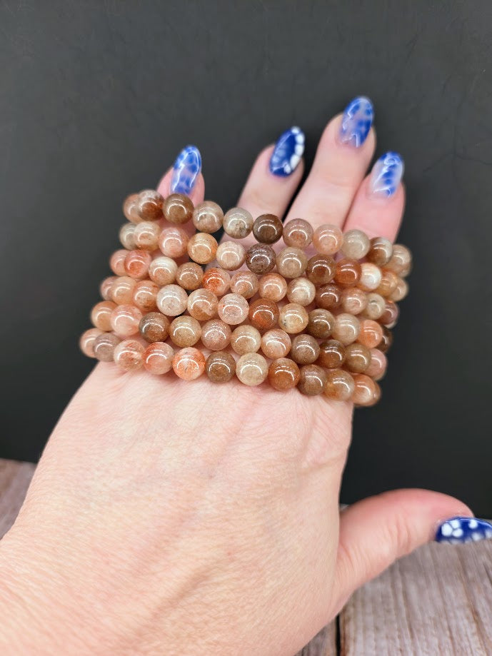 Natural Sunstone 8mm Stretch Bracelet