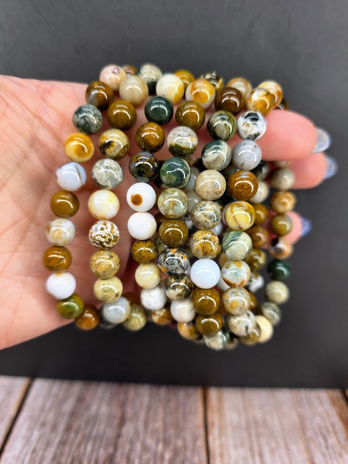 Natural Ocean Jasper 8mm Stretch Bracelet