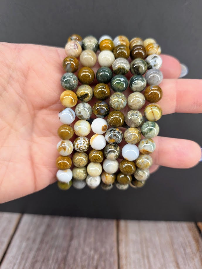 Natural Ocean Jasper 8mm Stretch Bracelet