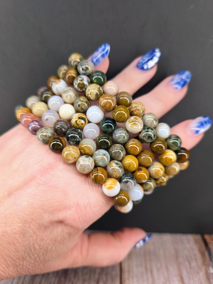 Natural Ocean Jasper 8mm Stretch Bracelet