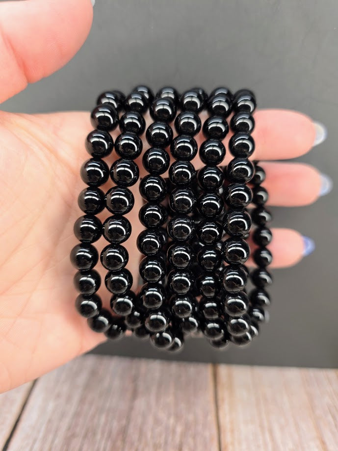 Natural Black Onyx 8mm Stretch Bracelet