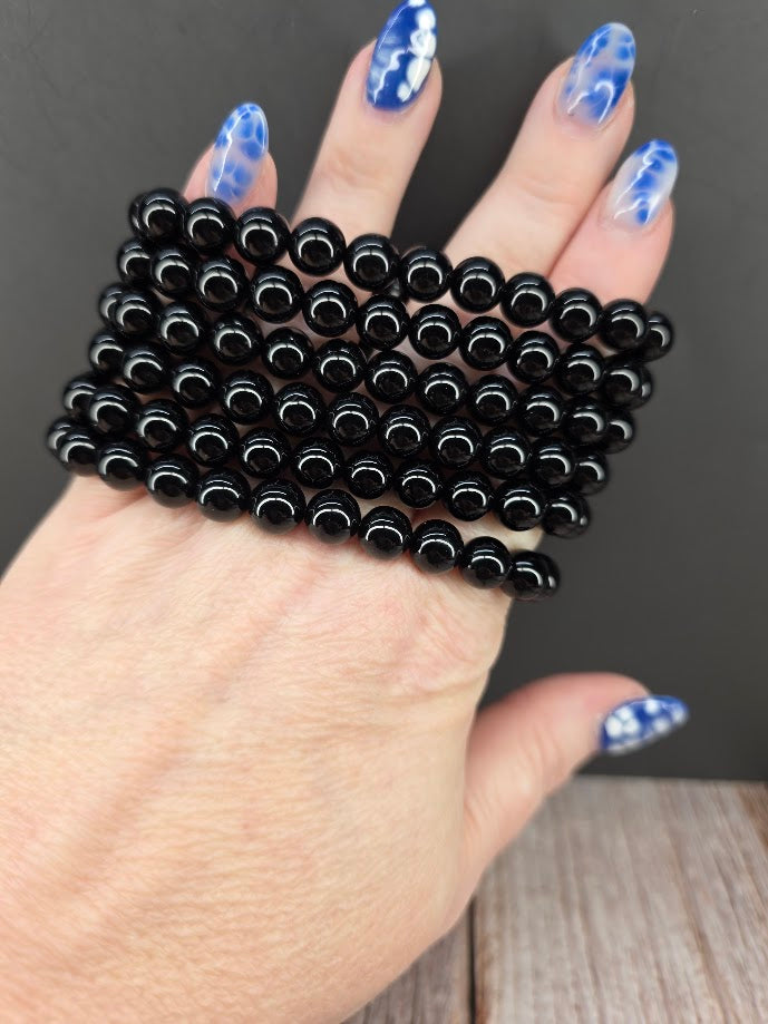Natural Black Onyx 8mm Stretch Bracelet