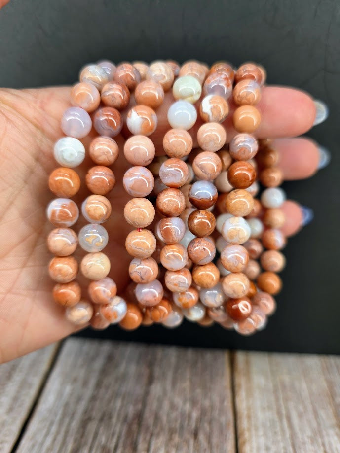 Natural Pink Agate 8mm Stretch Bracelet