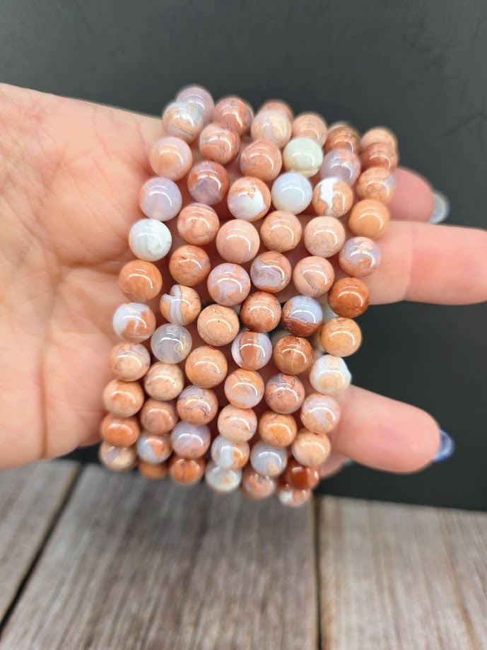 Natural Pink Agate 8mm Stretch Bracelet