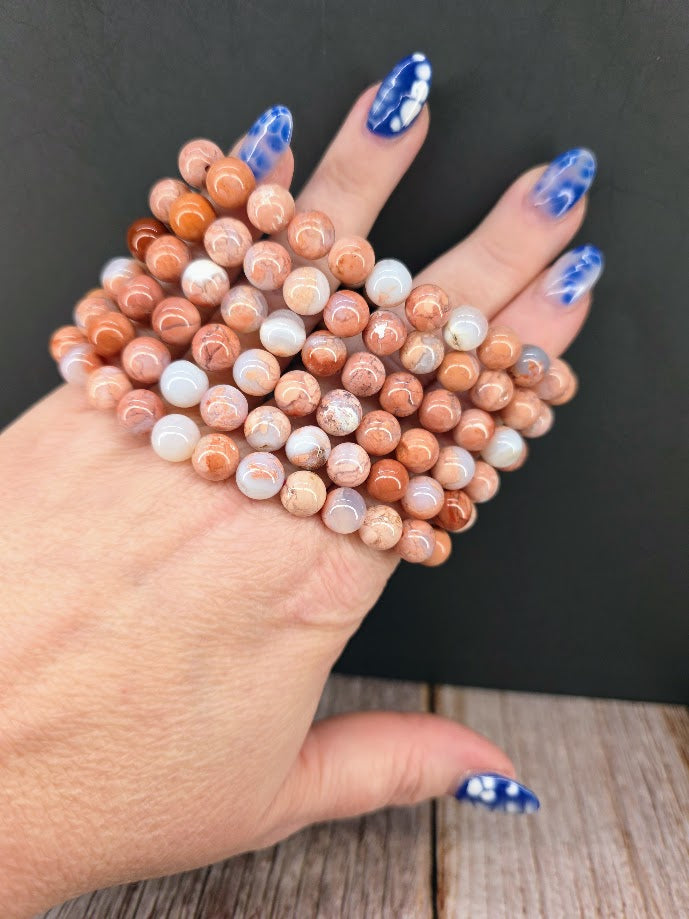 Natural Pink Agate 8mm Stretch Bracelet