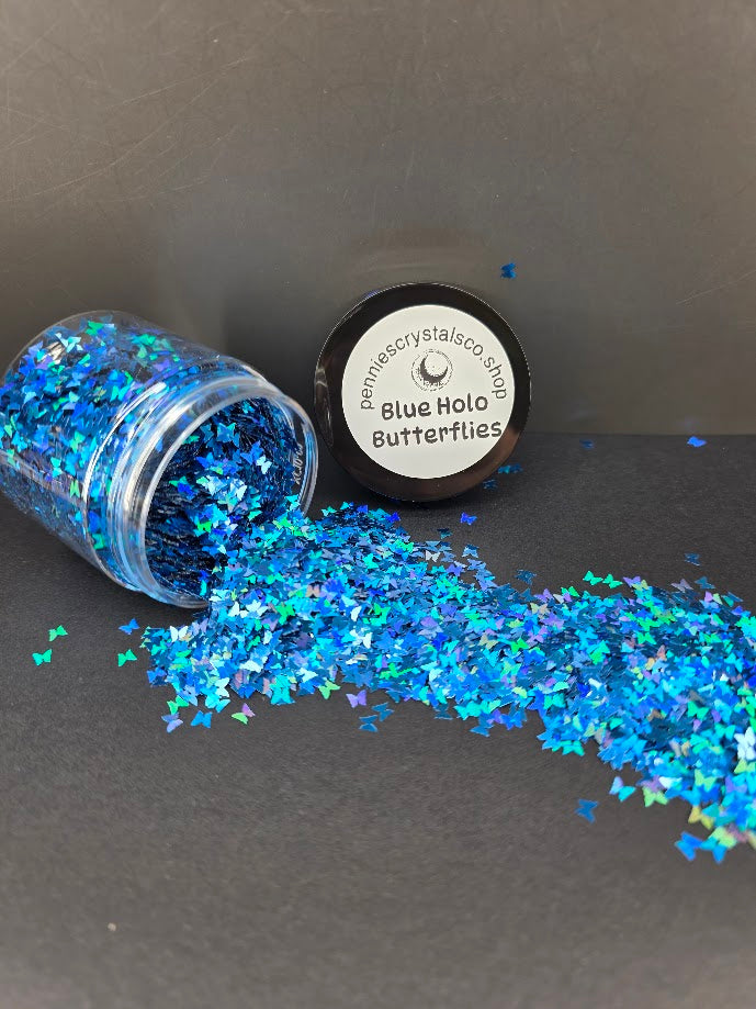 Holographic Blue Butterfly Shaped Glitter