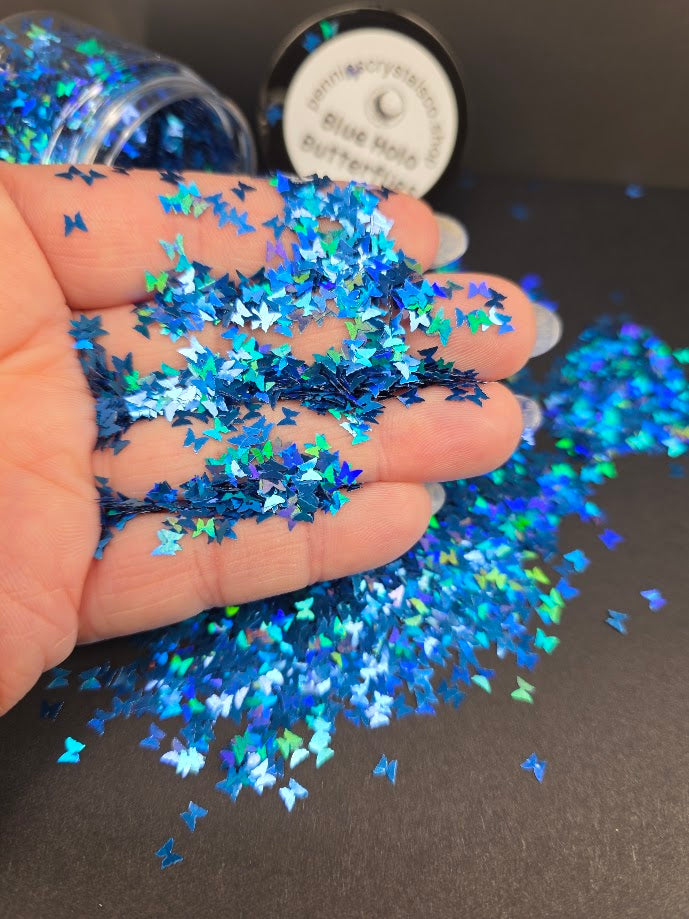 Holographic Blue Butterfly Shaped Glitter
