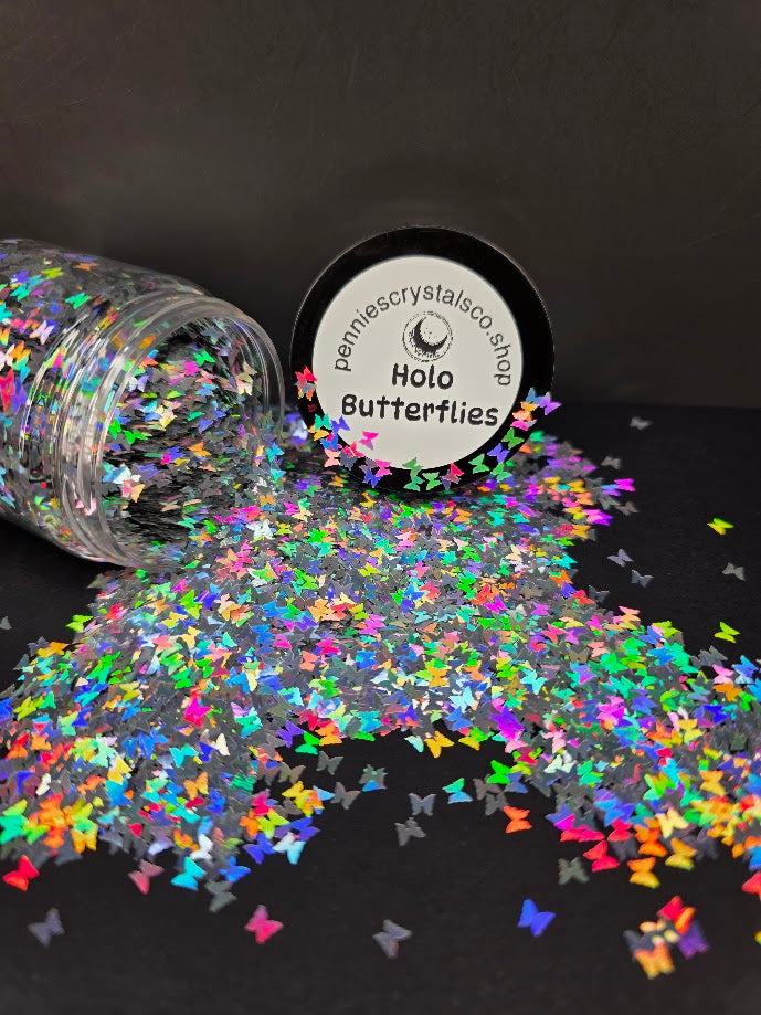 Holographic Silver Butterfly Shaped Glitter