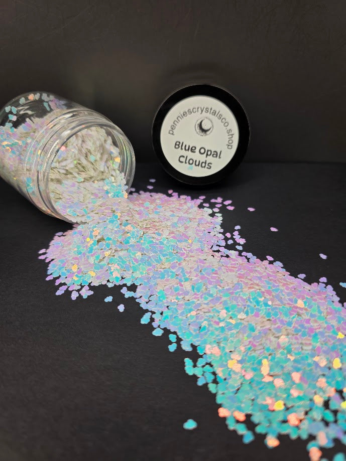 Blue Opal Clouds Shaped Glitter