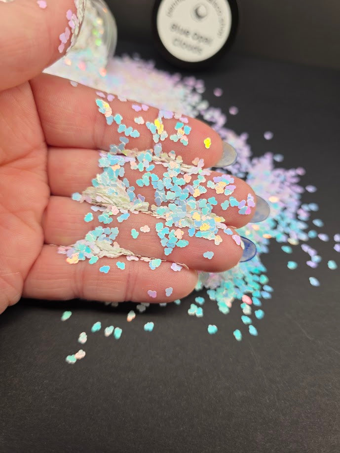 Blue Opal Clouds Shaped Glitter