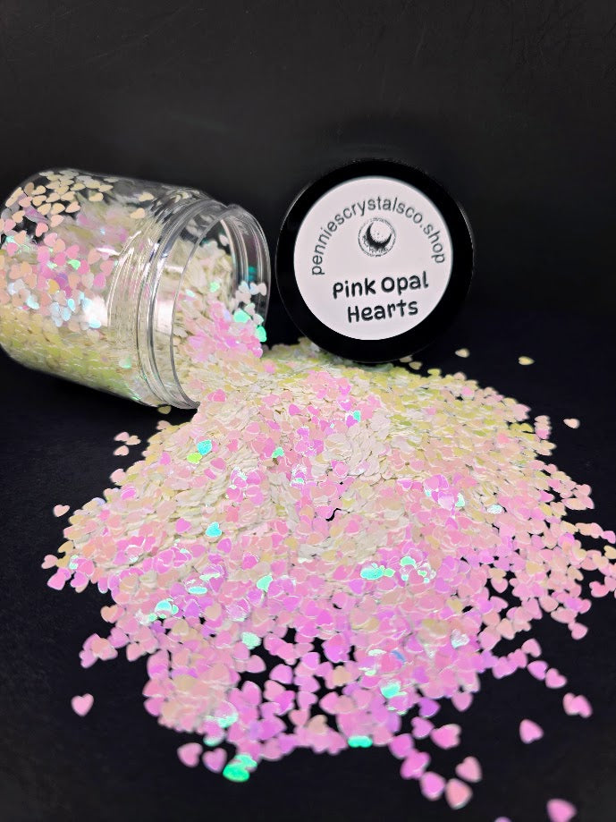Pink Opal Hearts Shaped Glitter