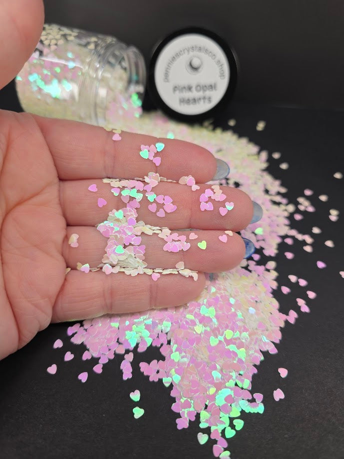 Pink Opal Hearts Shaped Glitter