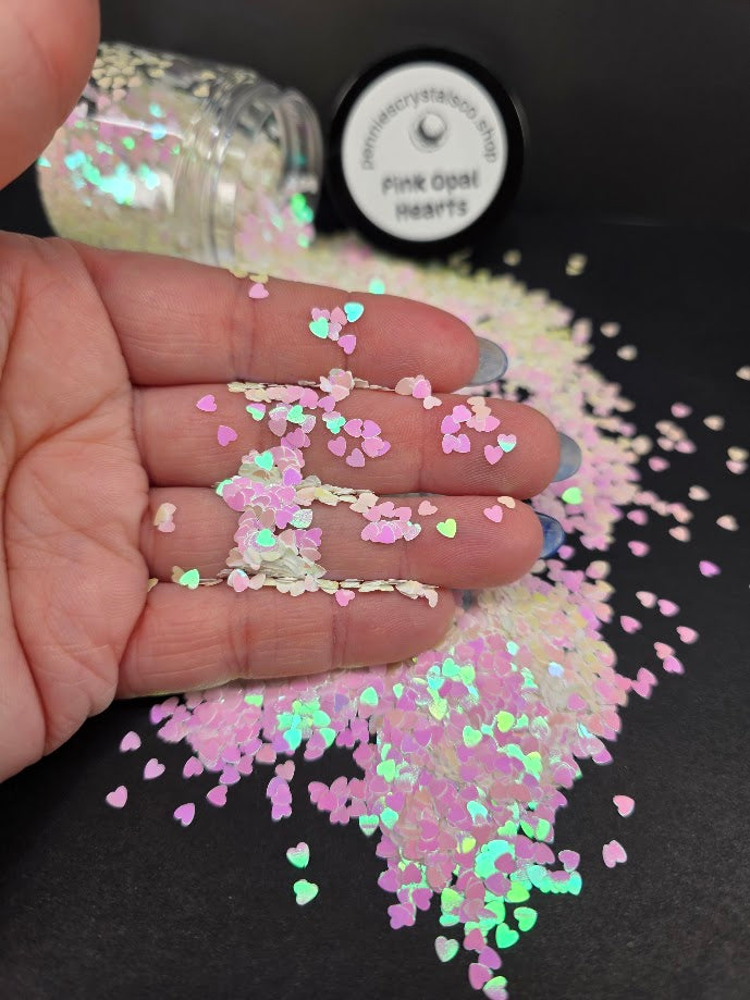 Pink Opal Hearts Shaped Glitter