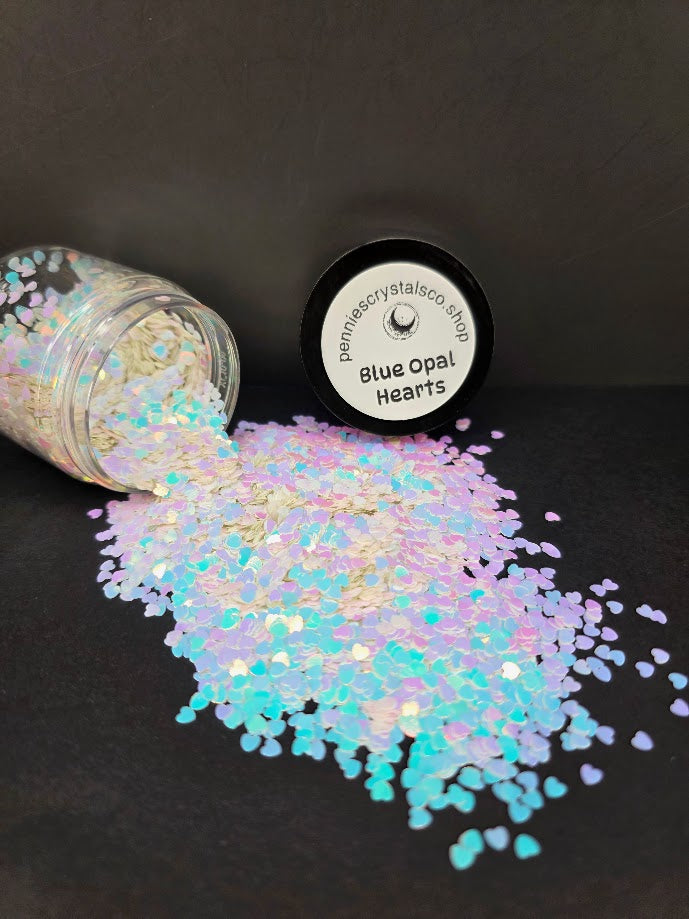 Blue Opal Hearts Shaped Glitter