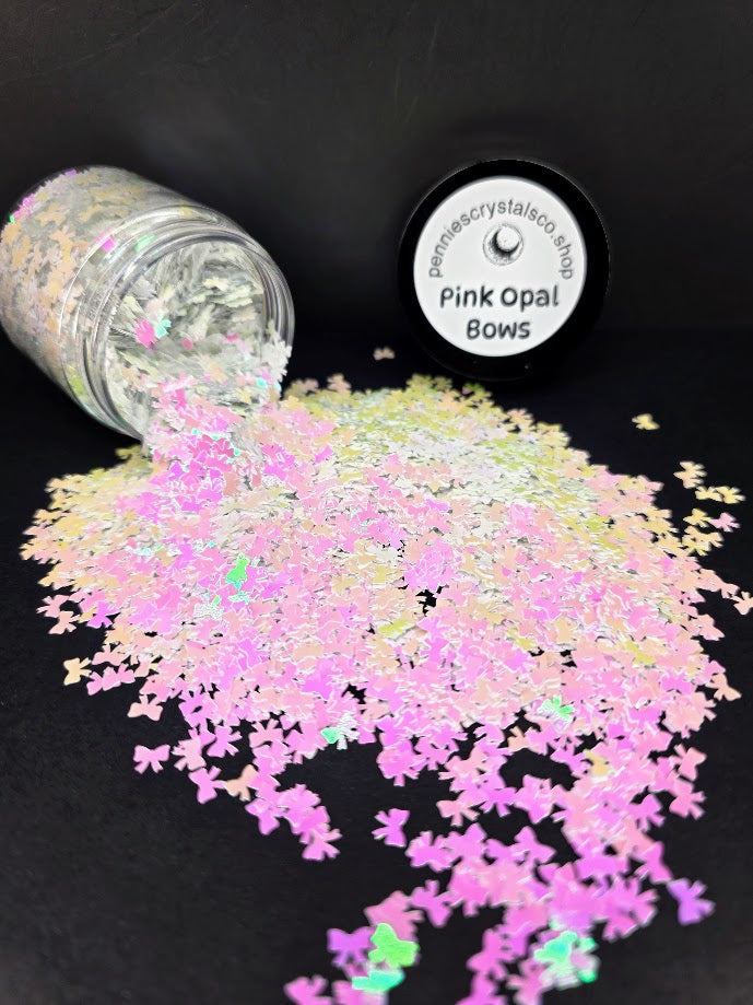 Pink Opal Bows Shaped Glitter