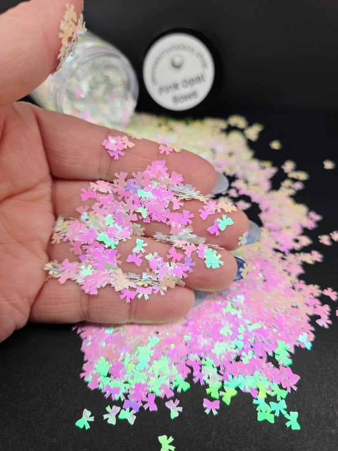 Pink Opal Bows Shaped Glitter