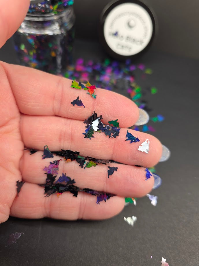 Black Cat Shaped Glitter - Holographic