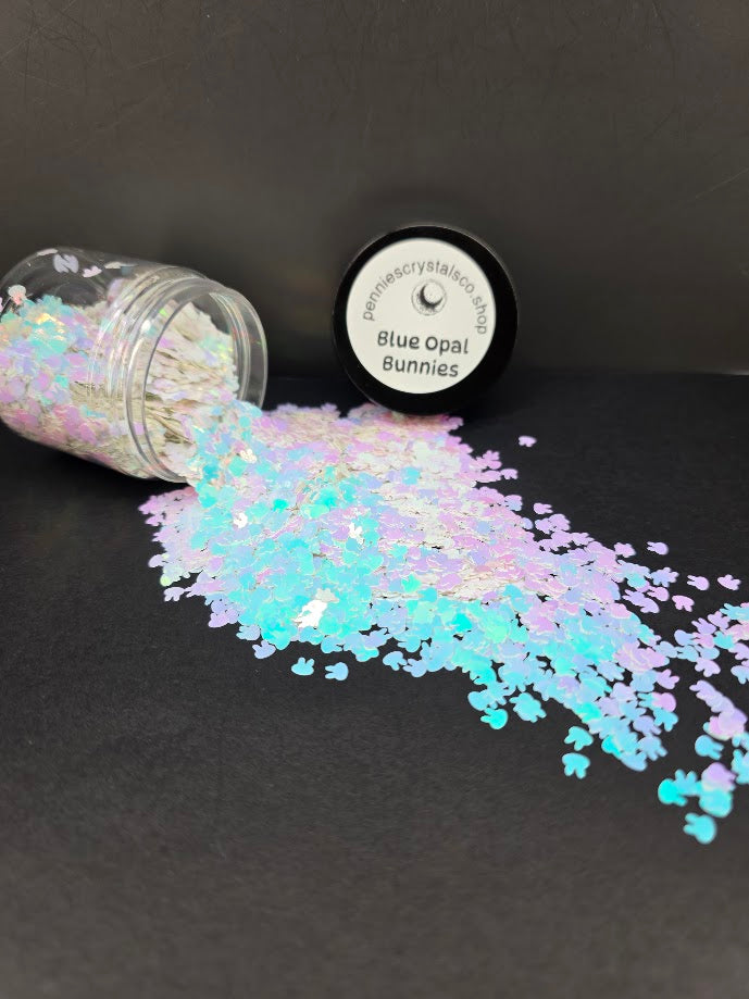 Blue Opal Bunny Heads Shaped Glitter