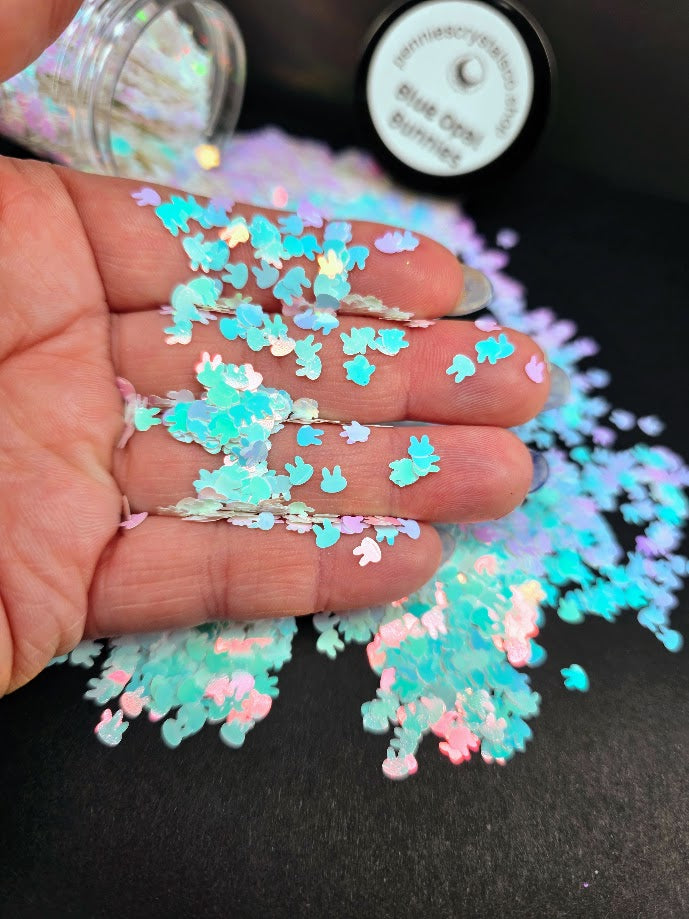 Blue Opal Bunny Heads Shaped Glitter