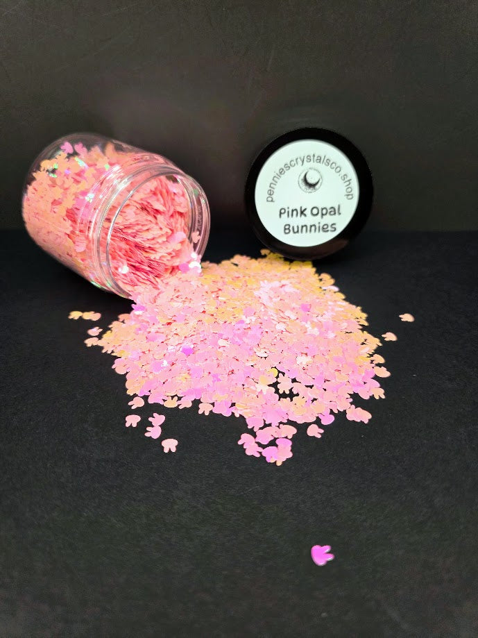 Pink Opal Bunny Heads Shaped Glitter