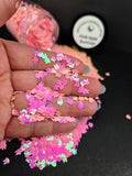 Pink Opal Bunny Heads Shaped Glitter