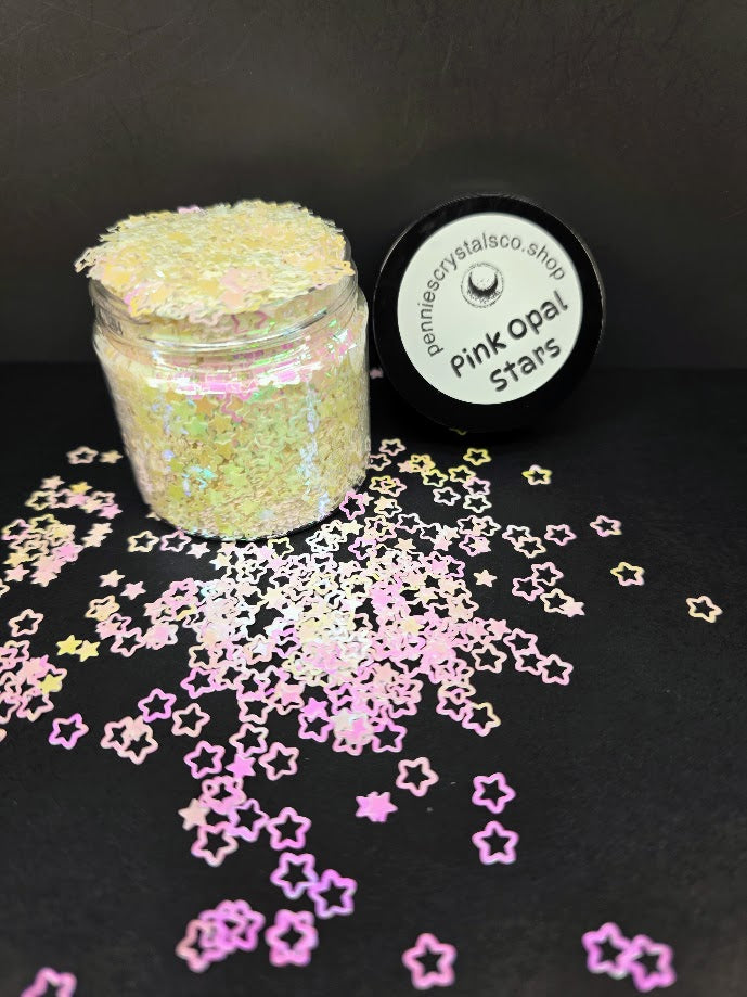 Pink Opal Hollow Stars Shaped Glitter