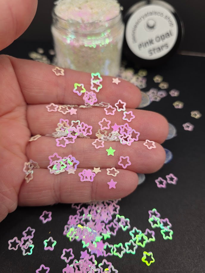 Pink Opal Hollow Stars Shaped Glitter