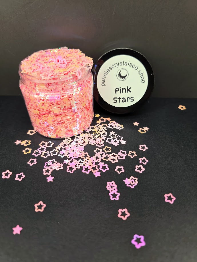 Pink Hollow Stars Shaped Glitter