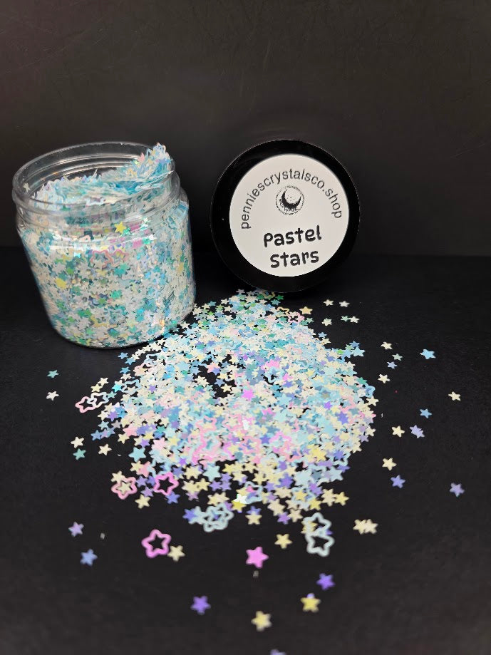 Pastel Hollow Stars Shaped Glitter
