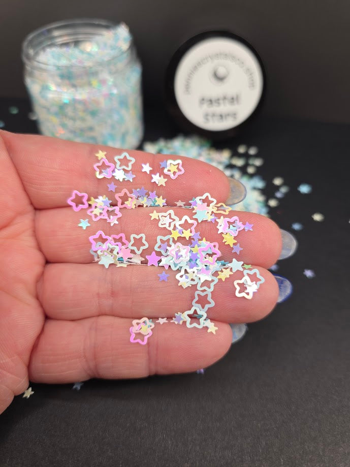 Pastel Hollow Stars Shaped Glitter