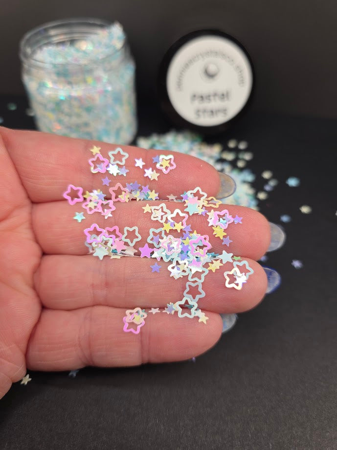 Pastel Hollow Stars Shaped Glitter