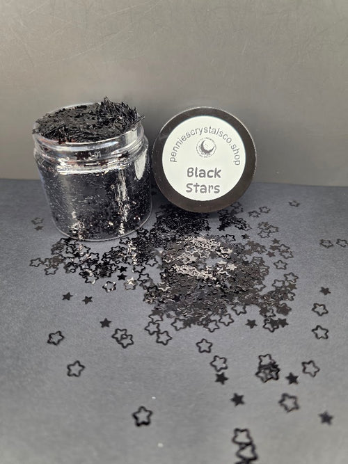 Black Hollow Stars Shaped Glitter
