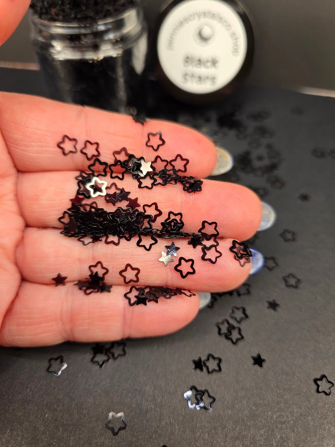 Black Hollow Stars Shaped Glitter