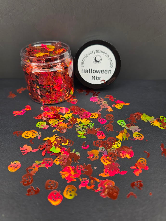 Halloween Shaped Glitter Mix - Orange Holographic
