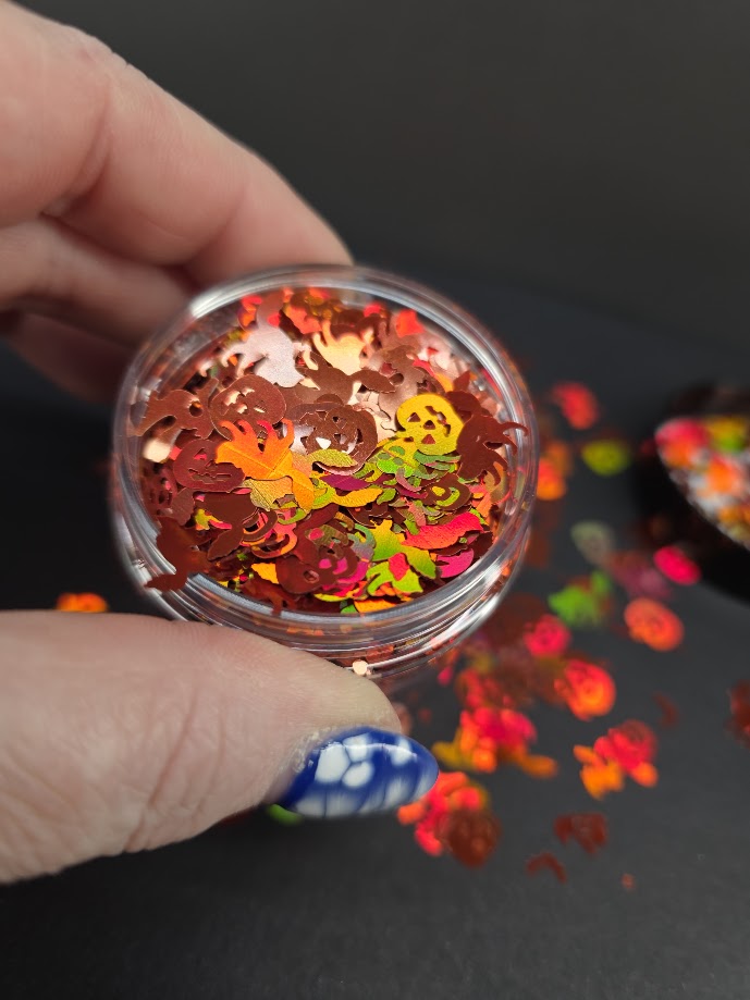 Halloween Shaped Glitter Mix - Orange Holographic