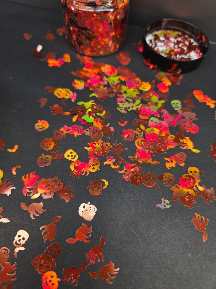 Halloween Shaped Glitter Mix - Orange Holographic