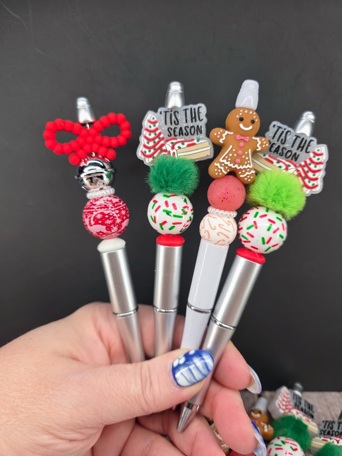 Christmas Collection Silicone & Acrylic Beaded Pens