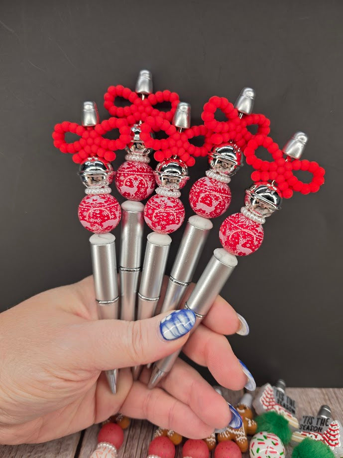 Christmas Collection Silicone & Acrylic Beaded Pens