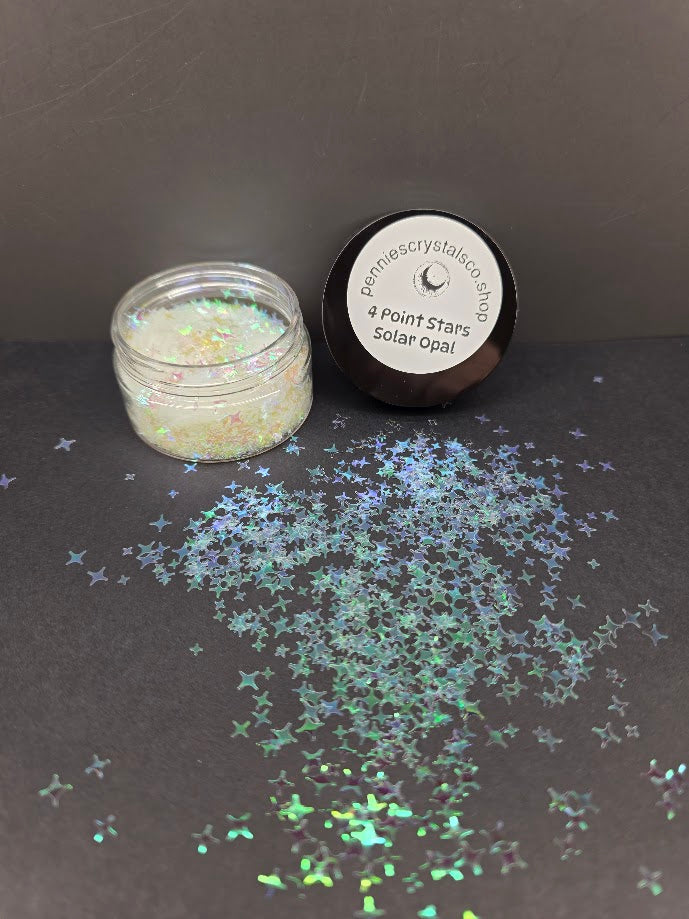 Solar Opal 4 Point Stars Shaped Glitter -  Iridescent