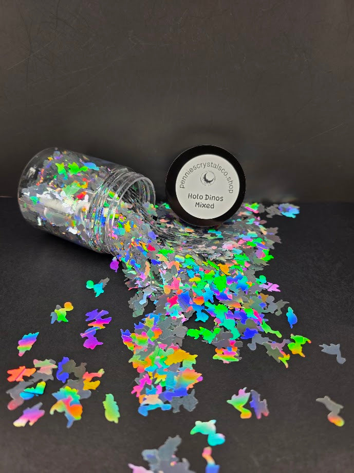 Holographic Silver Dinosaur Shaped Glitter
