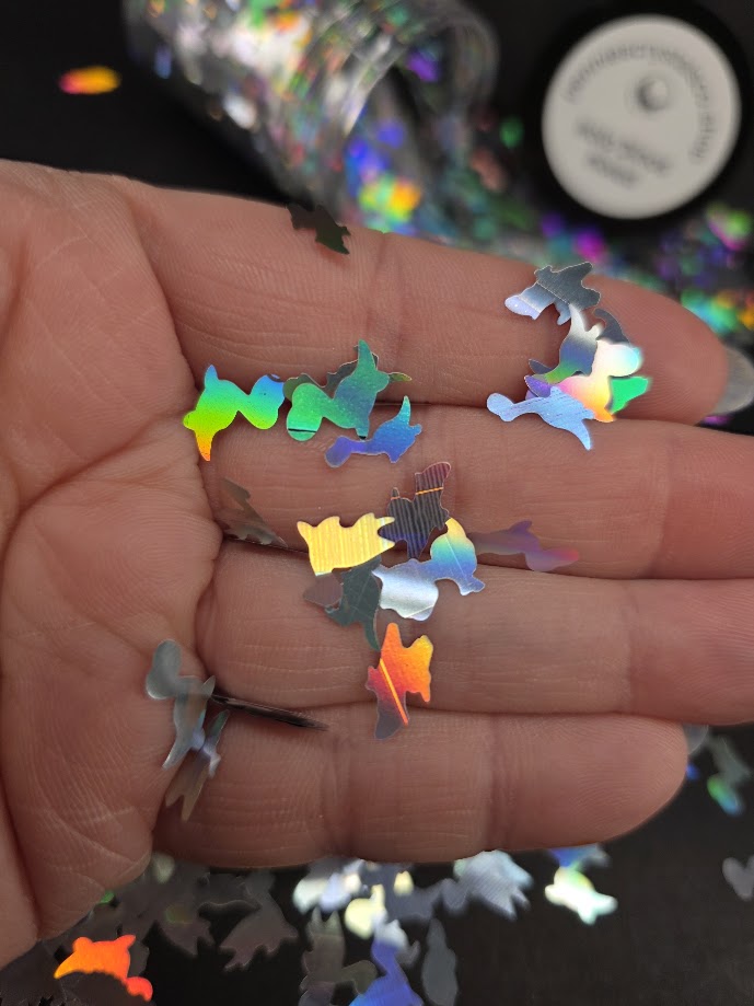 Holographic Silver Dinosaur Shaped Glitter