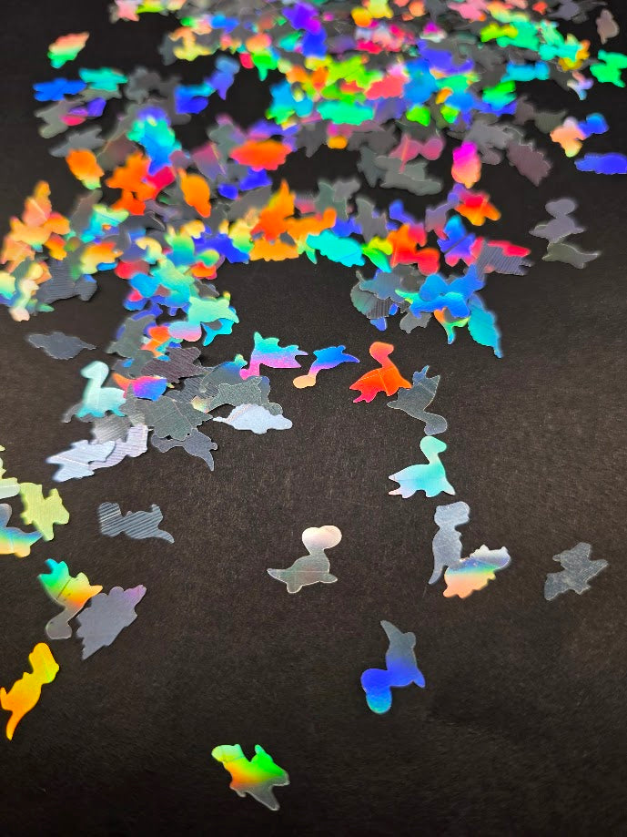 Holographic Silver Dinosaur Shaped Glitter