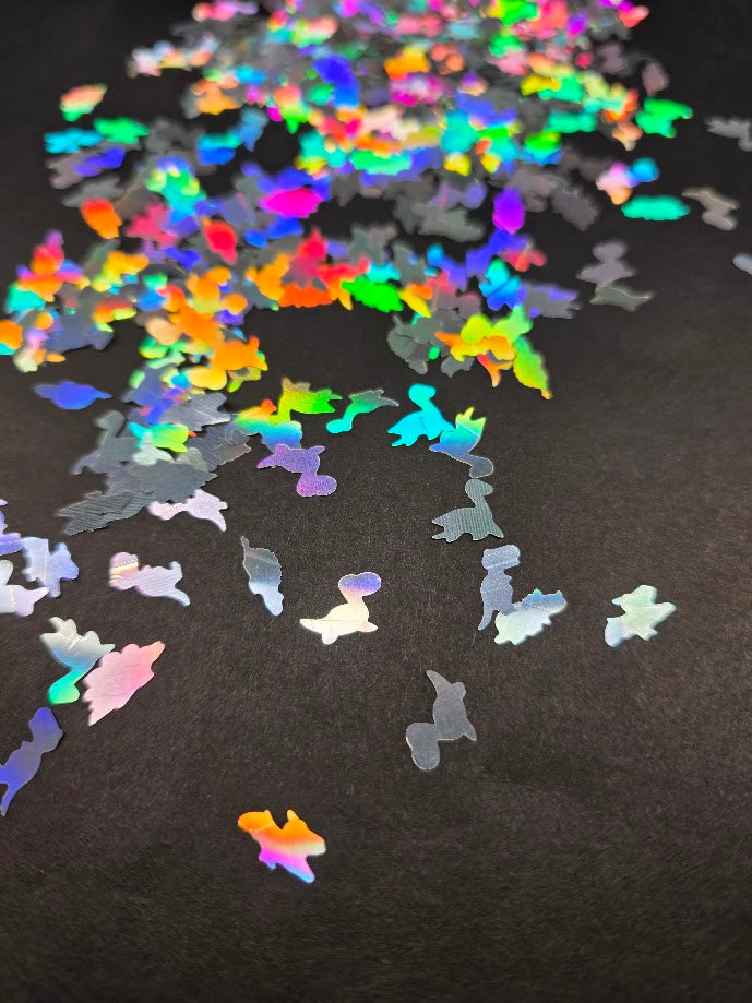 Holographic Silver Dinosaur Shaped Glitter