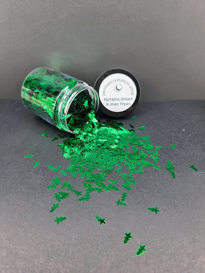 Metallic Green Christmas Tree Shaped Glitter