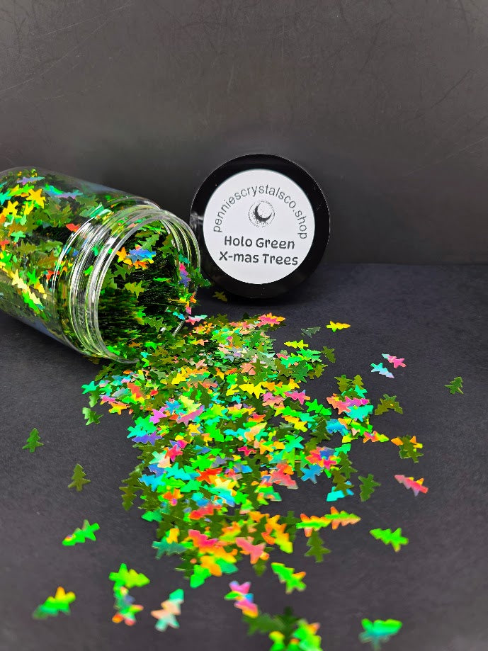 Holographic Green Christmas Tree Shaped Glitter