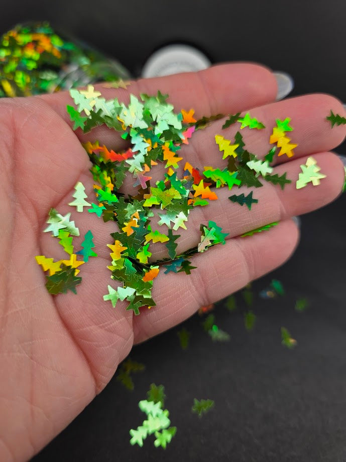 Holographic Green Christmas Tree Shaped Glitter